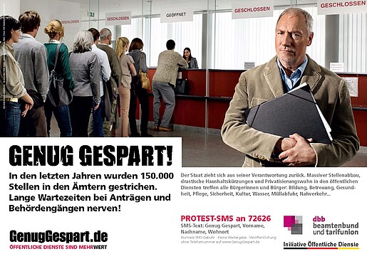 Plakatmotiv zur Kampagne "Genug Gespart" Plakatmotiv zur Kampagne "Genug Gespart"