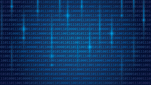 Das Foto ist ein Symbolbild für Digitalisierung und zeigt Nullen und Einsen auf blauem Hintergrund.