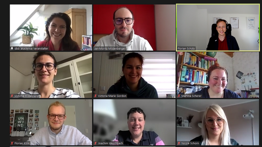Storytelling-Seminar der dbb jugend Teilnehmende in der Videokonferenz