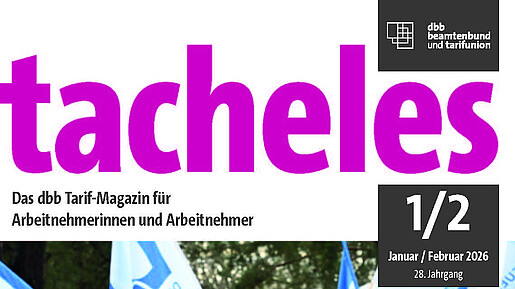 Das Foto zeigt das Cover der aktuellen Tacheles-Ausgabe. Zu sehen ist der Schriftzug "tacheles".