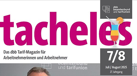 Die neue tacheles-Ausgabe ist da! Titelseite eines magazins mit dem pinken Schriftzug "tacheles"