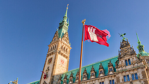 Das Bild zeigt das Rathaus in Hamburg.